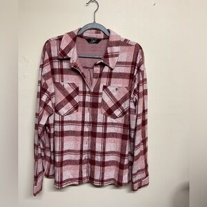 Red and Pink Plaid Button-Up Shirt
